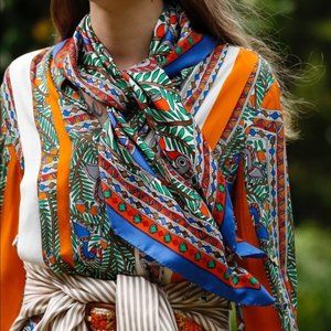 Tory Burch Something Wild Bird Silk Neckerchief